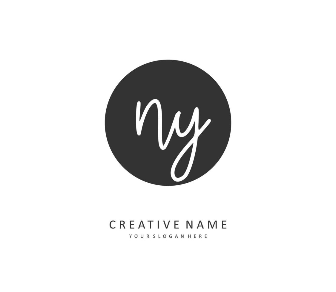 NY Initial letter handwriting and  signature logo. A concept handwriting initial logo with template element. vector