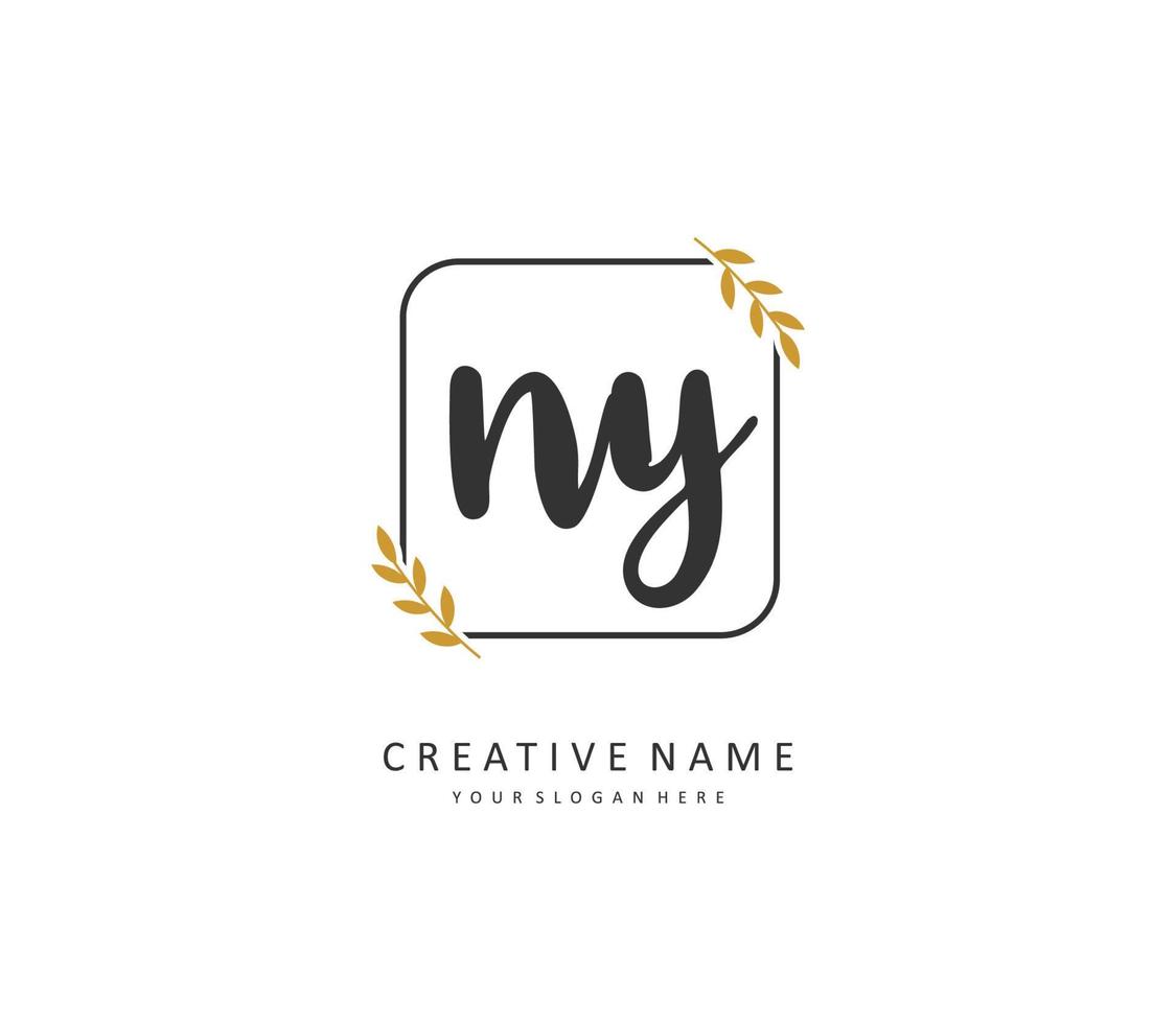 NY Initial letter handwriting and  signature logo. A concept handwriting initial logo with template element. vector