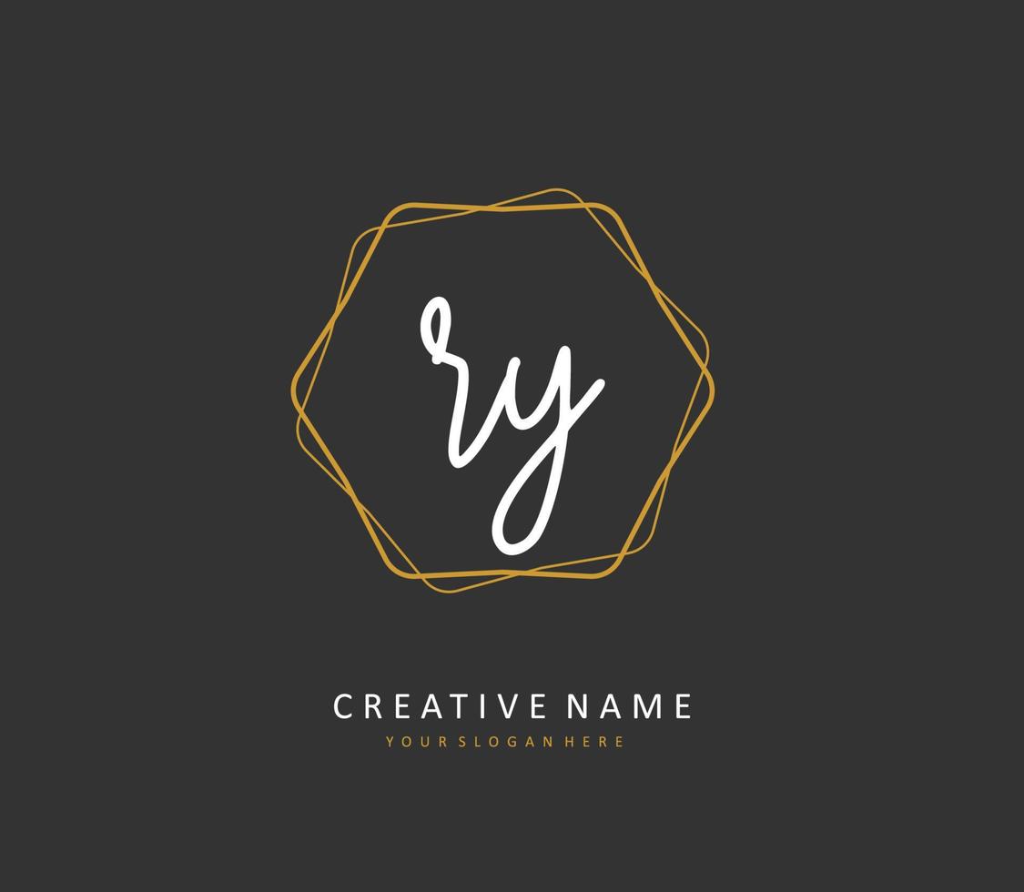 RY Initial letter handwriting and  signature logo. A concept handwriting initial logo with template element. vector