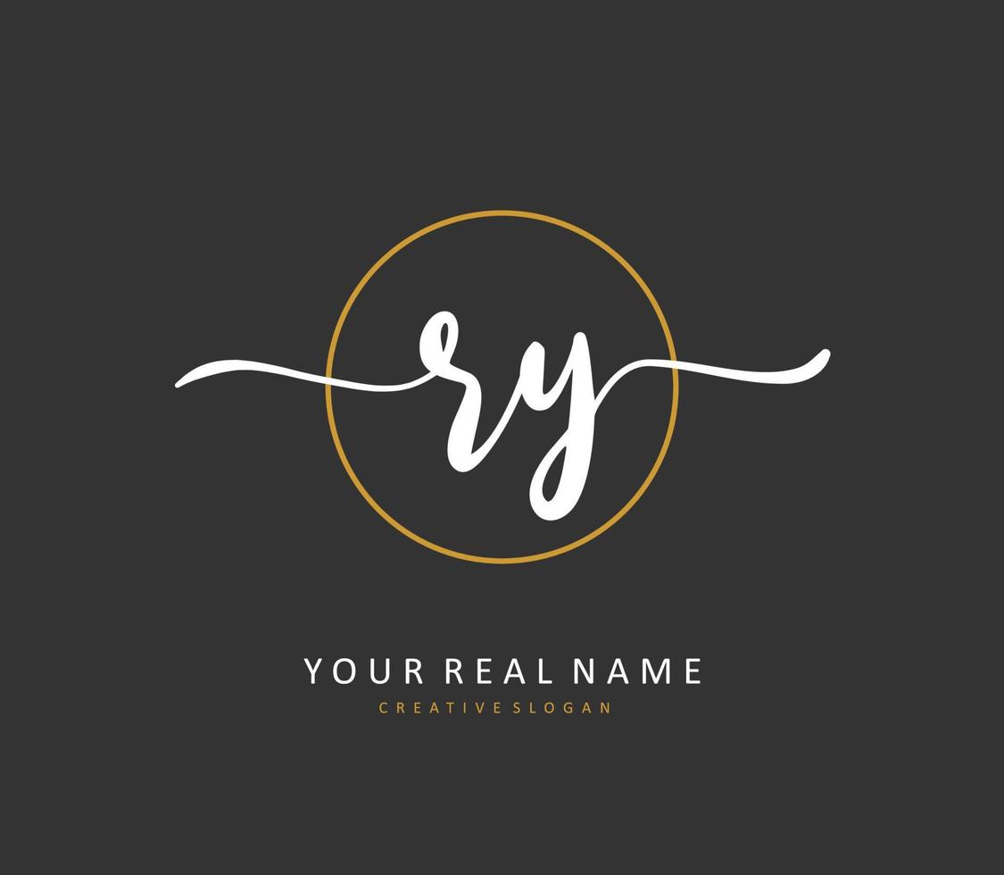 RY Initial letter handwriting and  signature logo. A concept handwriting initial logo with template element. vector