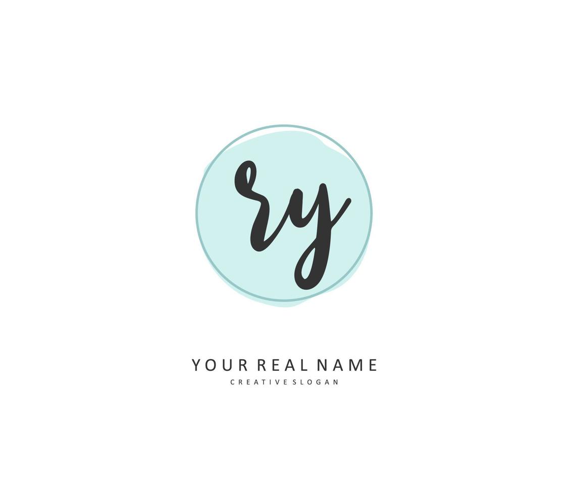 RY Initial letter handwriting and  signature logo. A concept handwriting initial logo with template element. vector