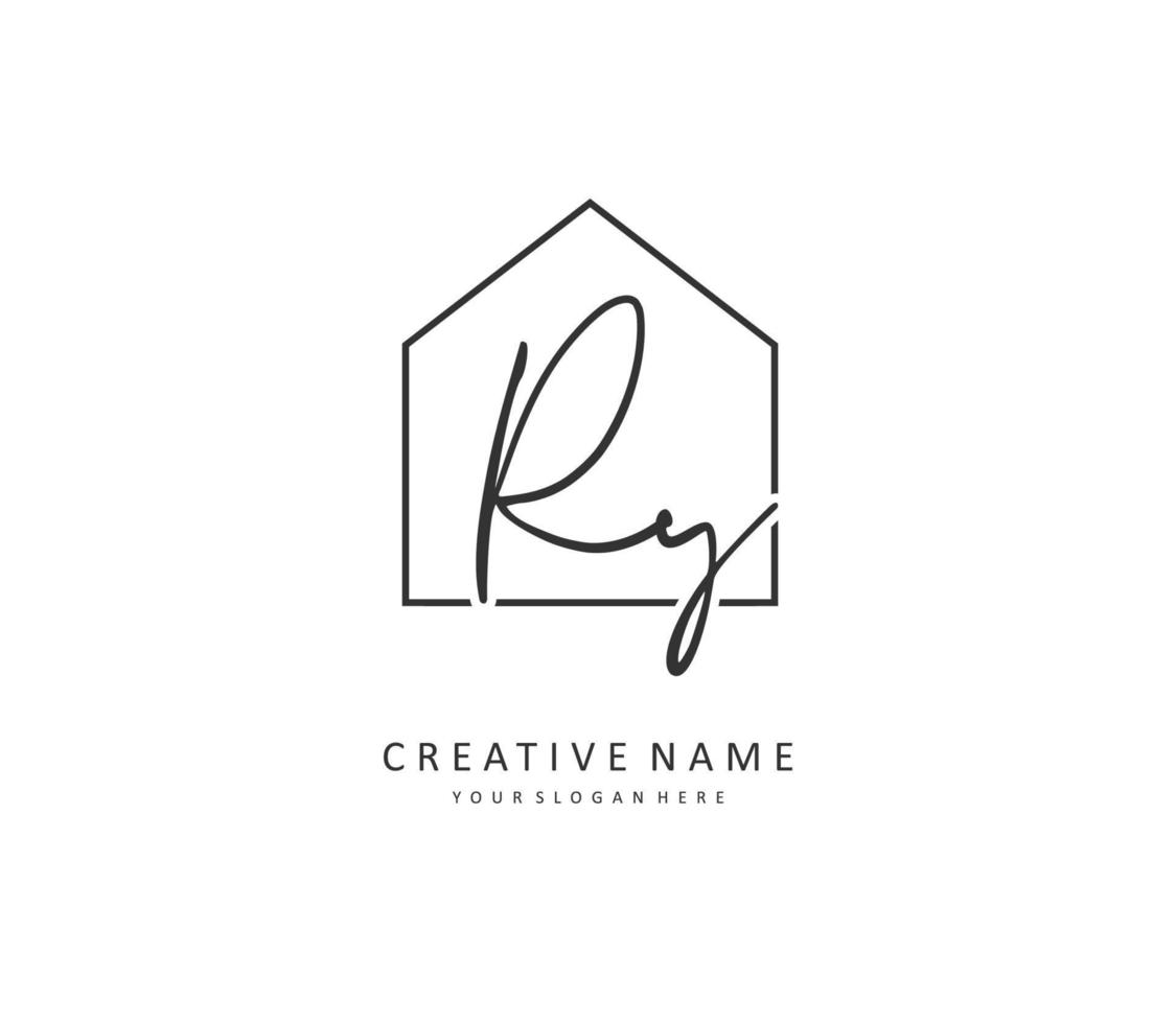 RY Initial letter handwriting and  signature logo. A concept handwriting initial logo with template element. vector