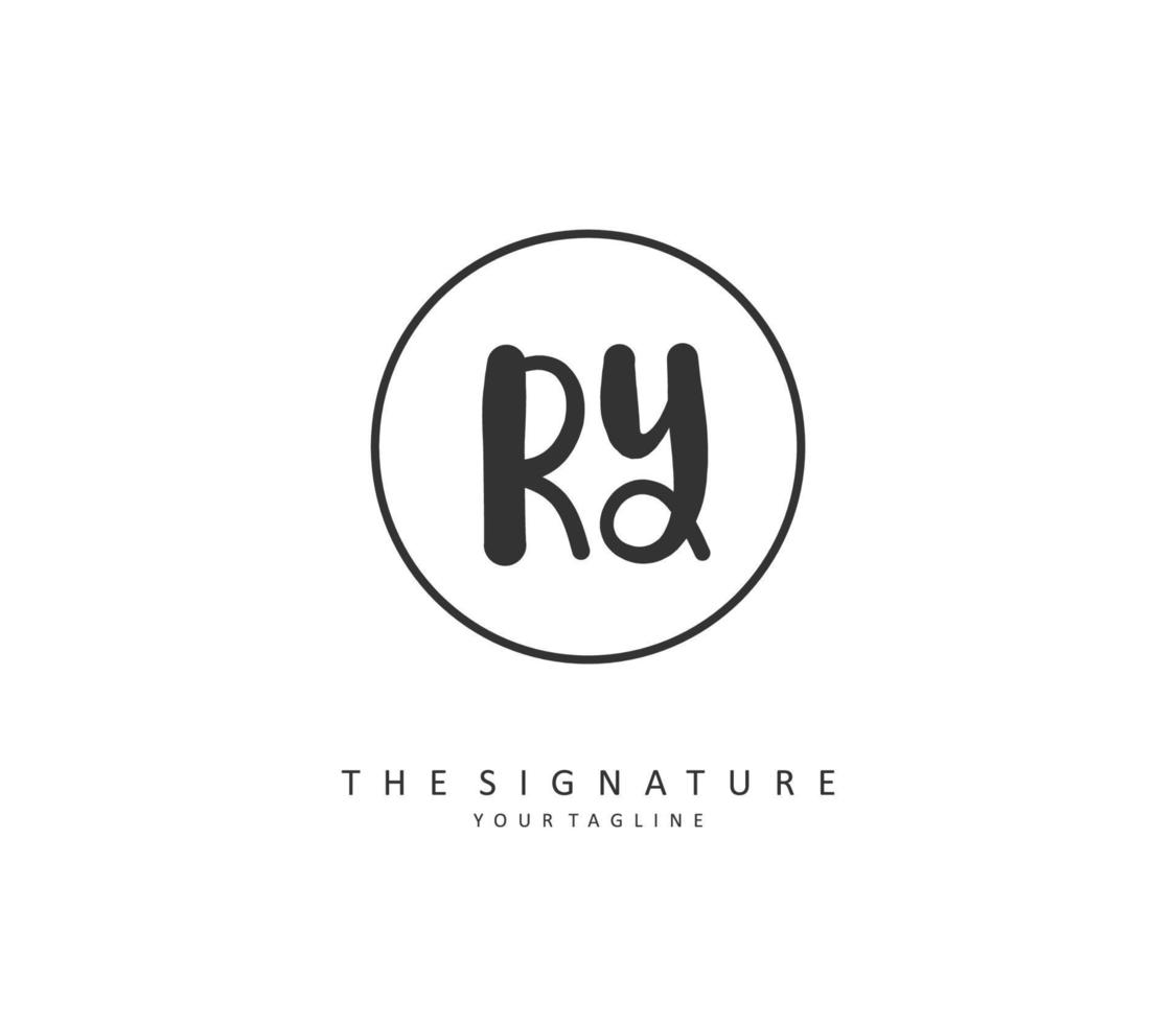 RY Initial letter handwriting and  signature logo. A concept handwriting initial logo with template element. vector