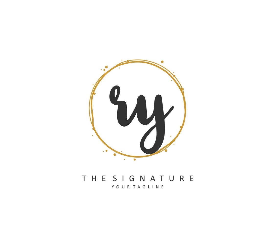 RY Initial letter handwriting and  signature logo. A concept handwriting initial logo with template element. vector