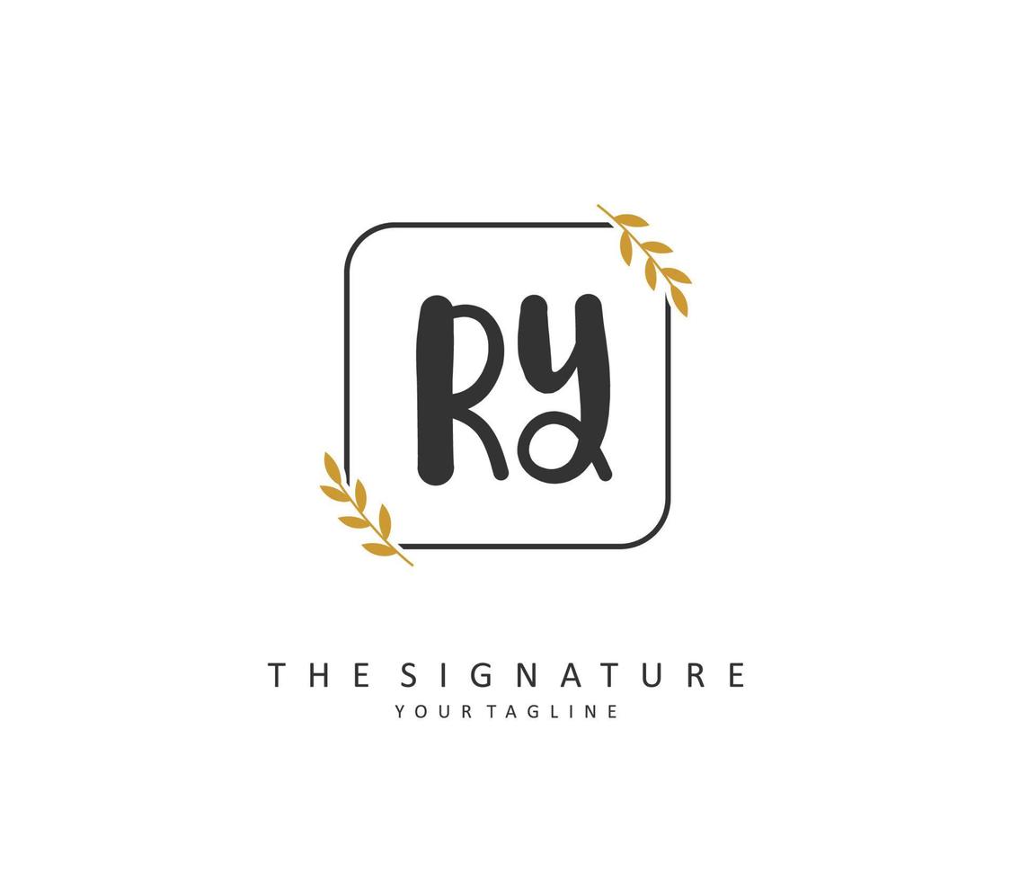 RY Initial letter handwriting and  signature logo. A concept handwriting initial logo with template element. vector