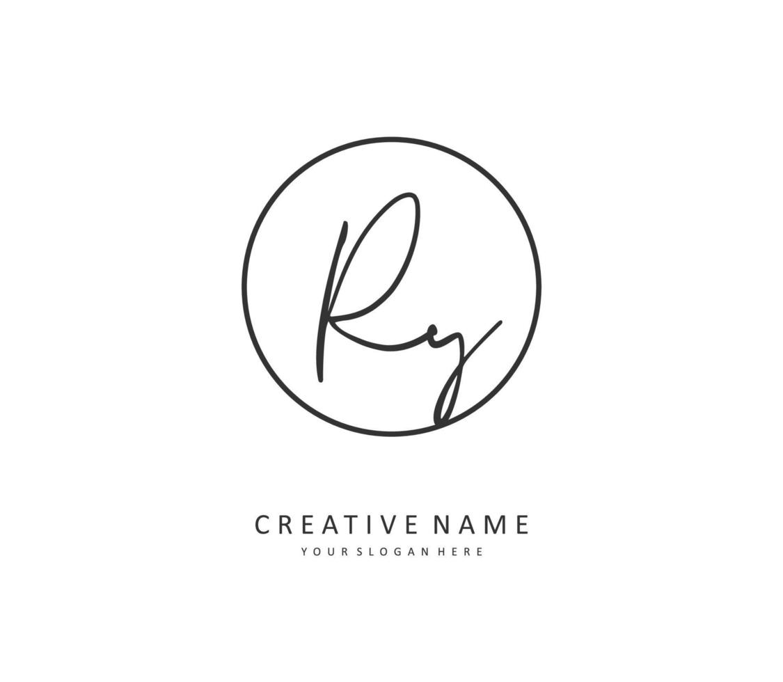 RY Initial letter handwriting and  signature logo. A concept handwriting initial logo with template element. vector