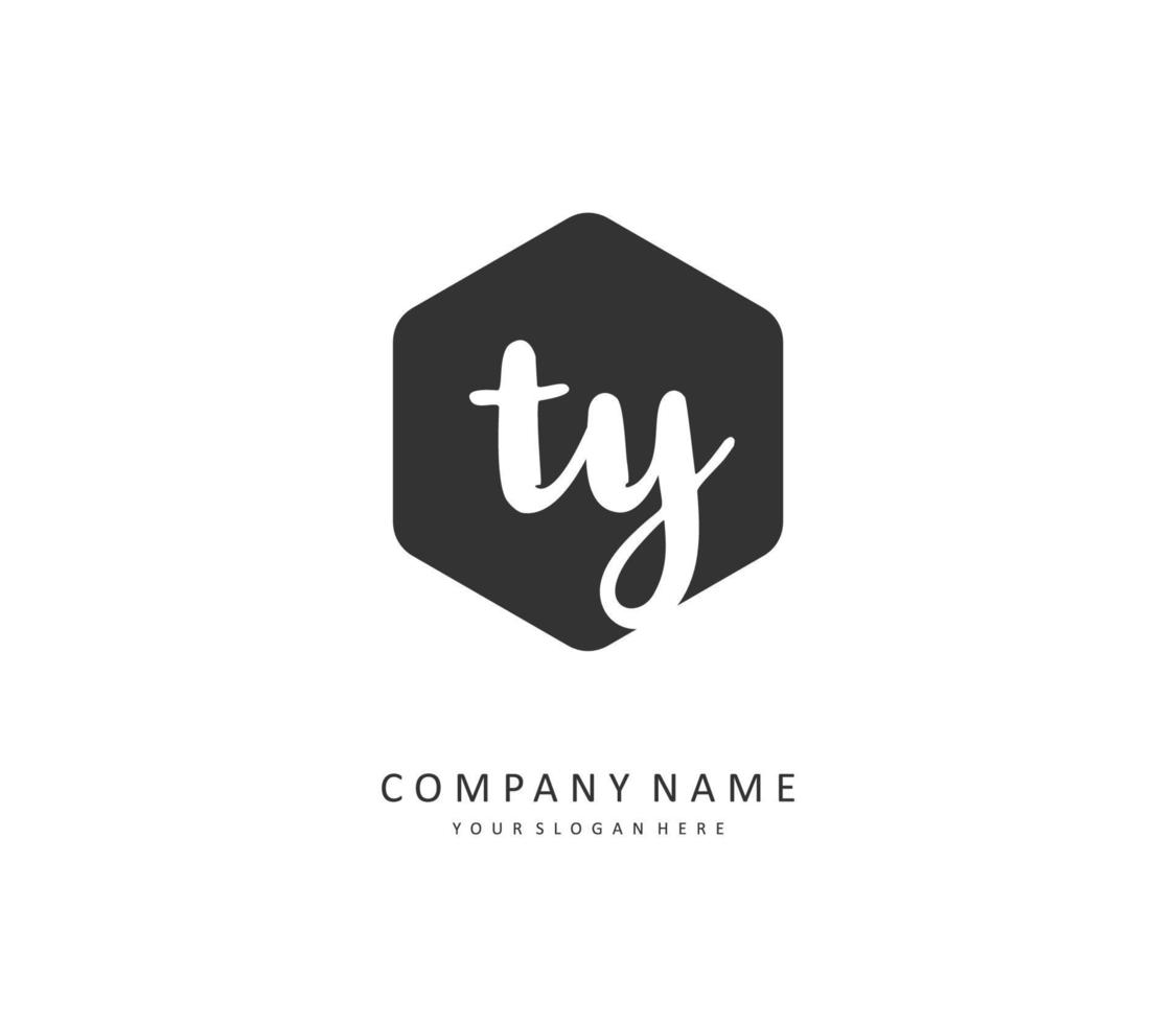 TY Initial letter handwriting and  signature logo. A concept handwriting initial logo with template element. vector