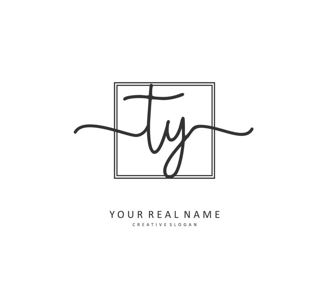 TY Initial letter handwriting and  signature logo. A concept handwriting initial logo with template element. vector