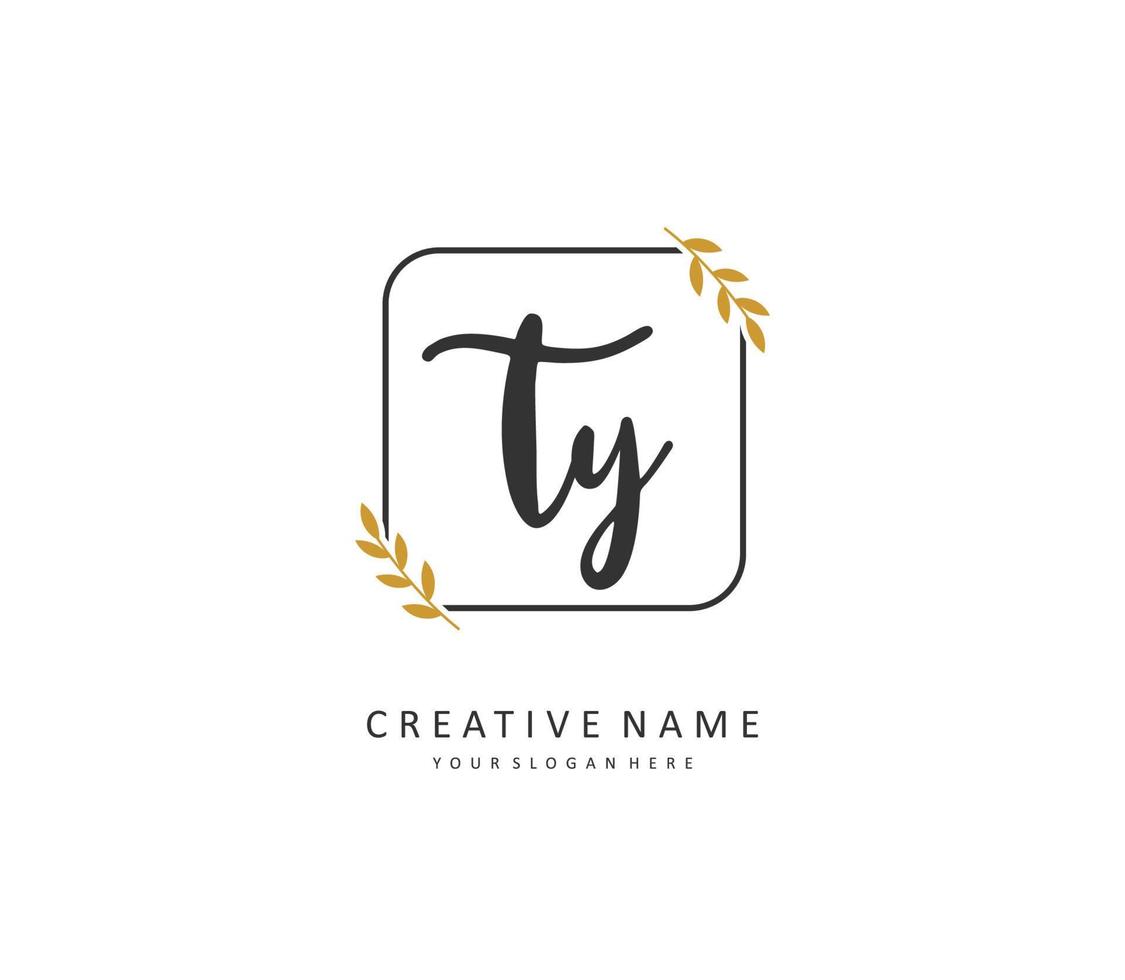 TY Initial letter handwriting and  signature logo. A concept handwriting initial logo with template element. vector