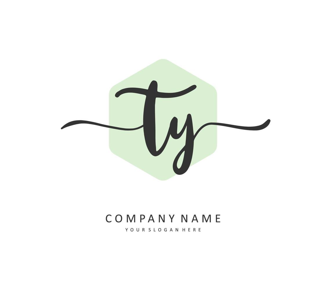 TY Initial letter handwriting and  signature logo. A concept handwriting initial logo with template element. vector