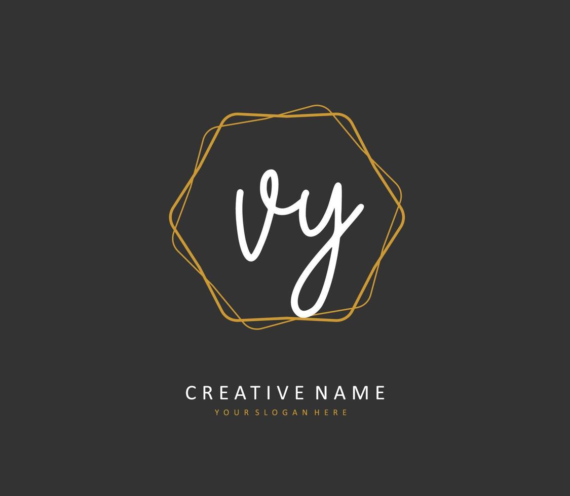 VY Initial letter handwriting and  signature logo. A concept handwriting initial logo with template element. vector