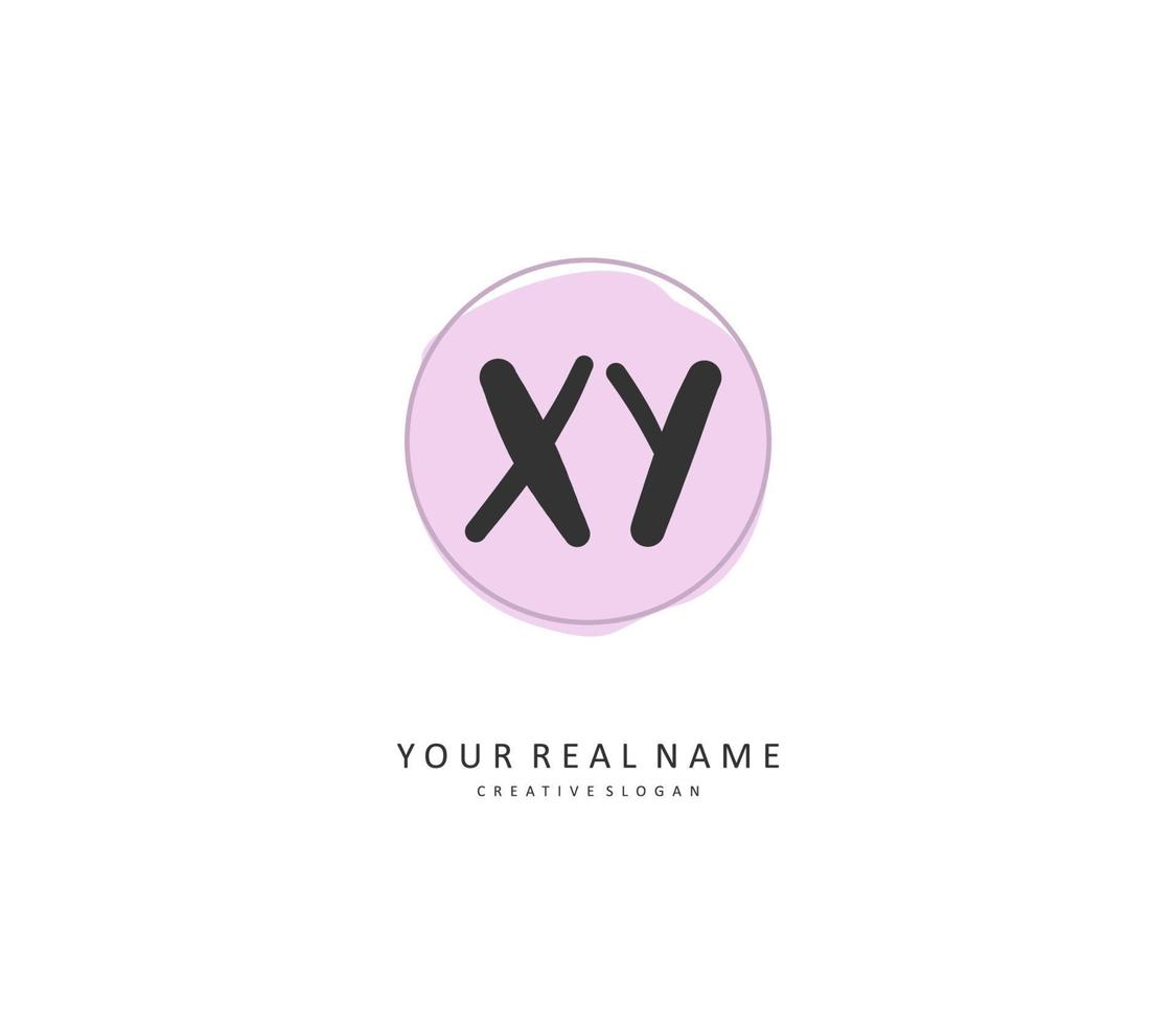 XY Initial letter handwriting and  signature logo. A concept handwriting initial logo with template element. vector