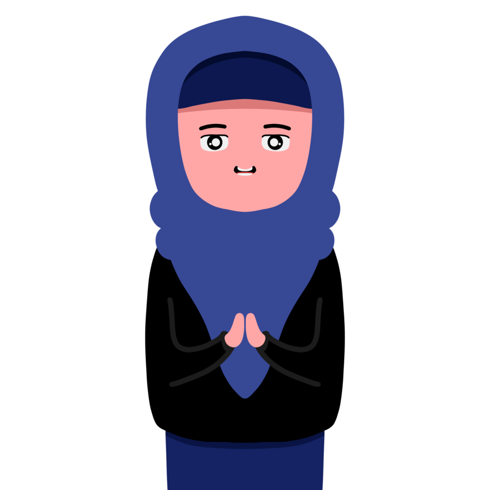 flicka hijab muslim Ramadhan tecknad serie png