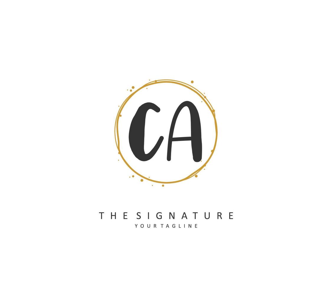 C A CA Initial letter handwriting and  signature logo. A concept handwriting initial logo with template element. vector