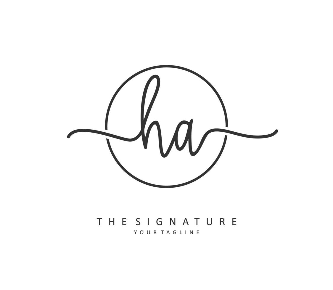 H A HA Initial letter handwriting and  signature logo. A concept handwriting initial logo with template element. vector