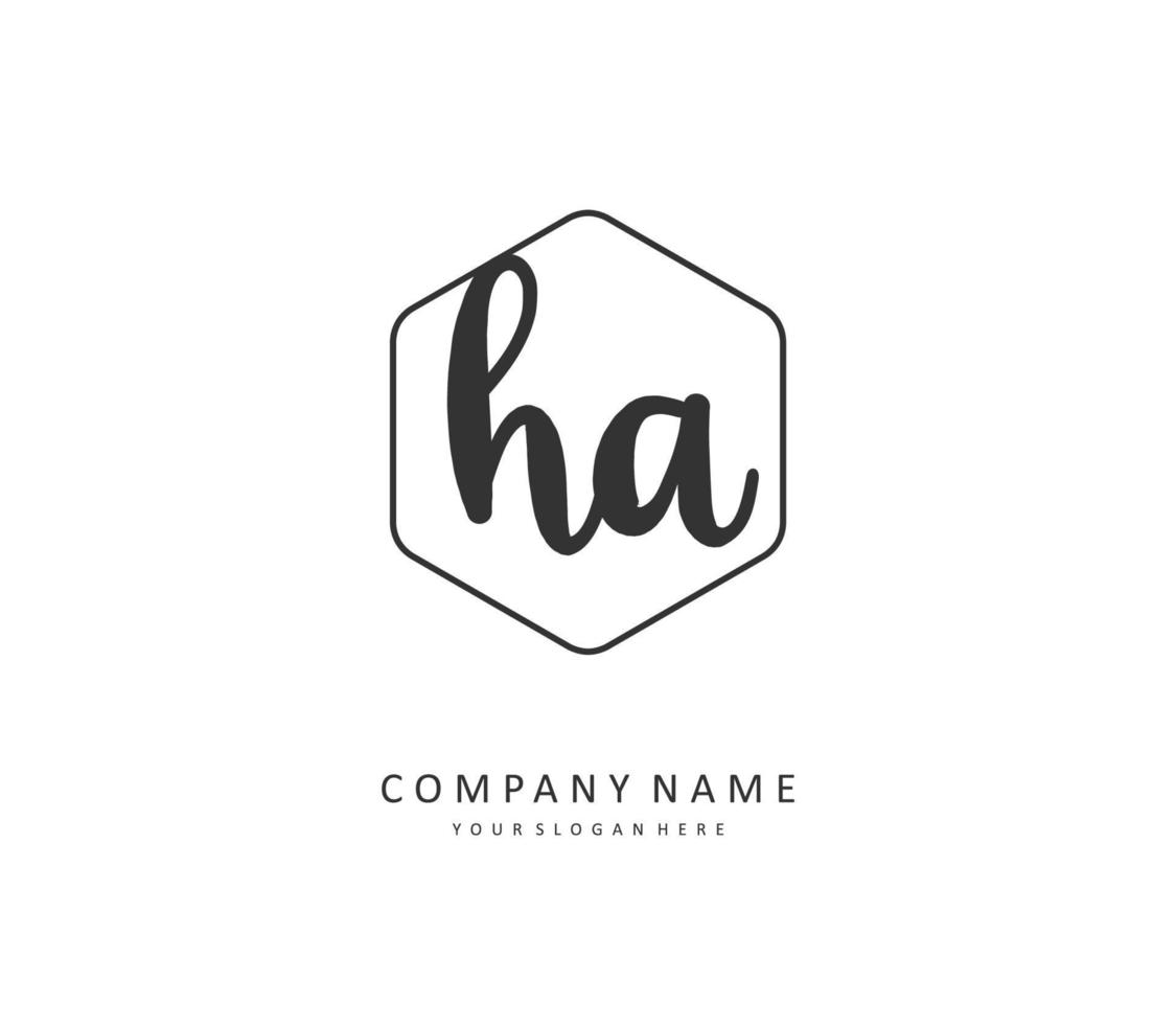 H A HA Initial letter handwriting and  signature logo. A concept handwriting initial logo with template element. vector