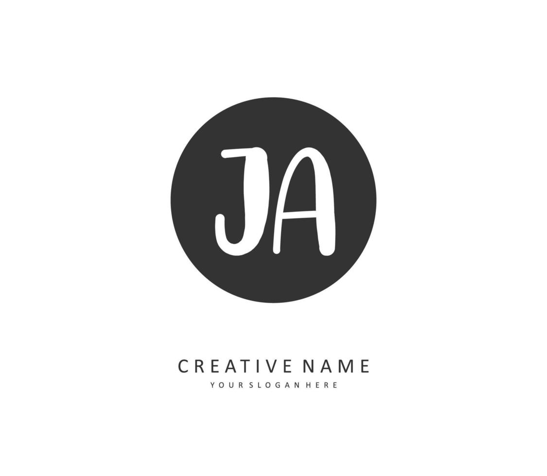 J A JA Initial letter handwriting and  signature logo. A concept handwriting initial logo with template element. vector