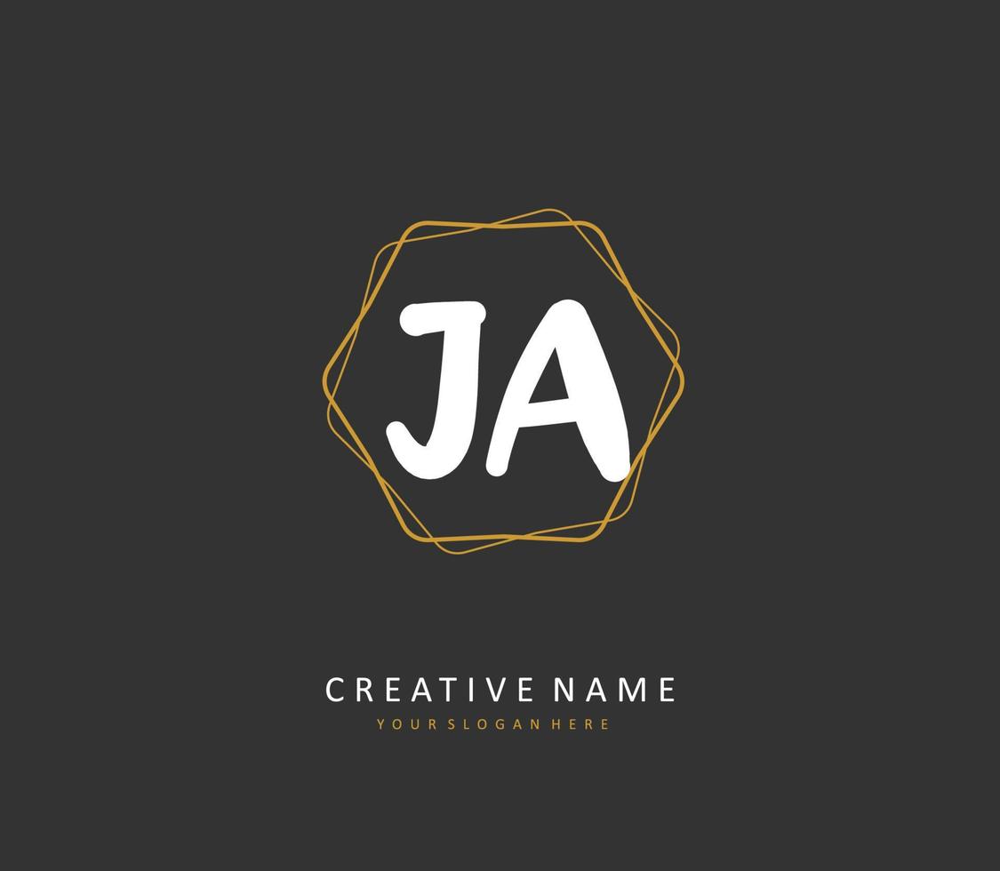 J A JA Initial letter handwriting and  signature logo. A concept handwriting initial logo with template element. vector