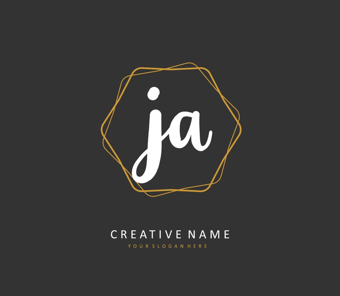 J A JA Initial letter handwriting and  signature logo. A concept handwriting initial logo with template element. vector