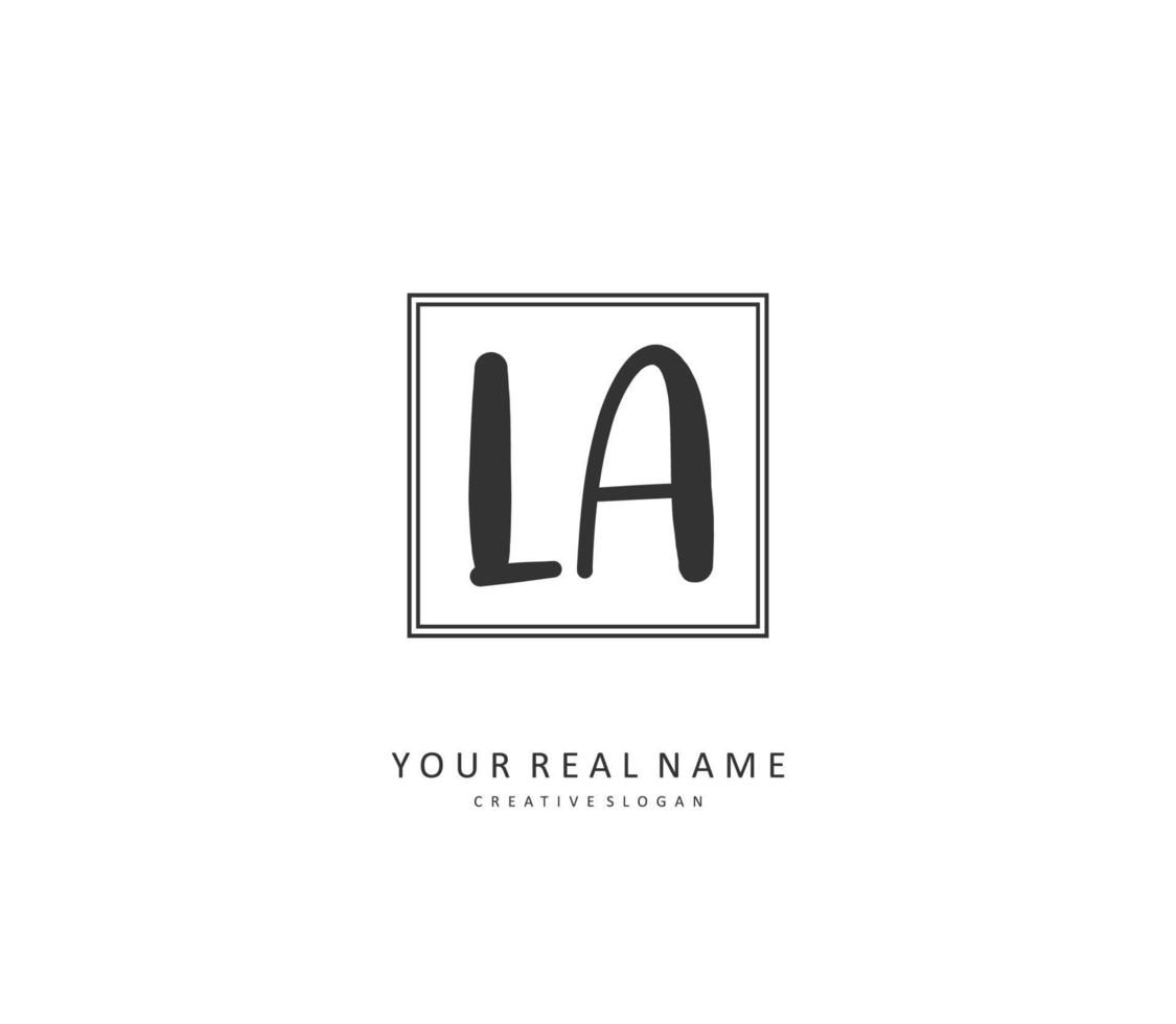 L A LA Initial letter handwriting and  signature logo. A concept handwriting initial logo with template element. vector