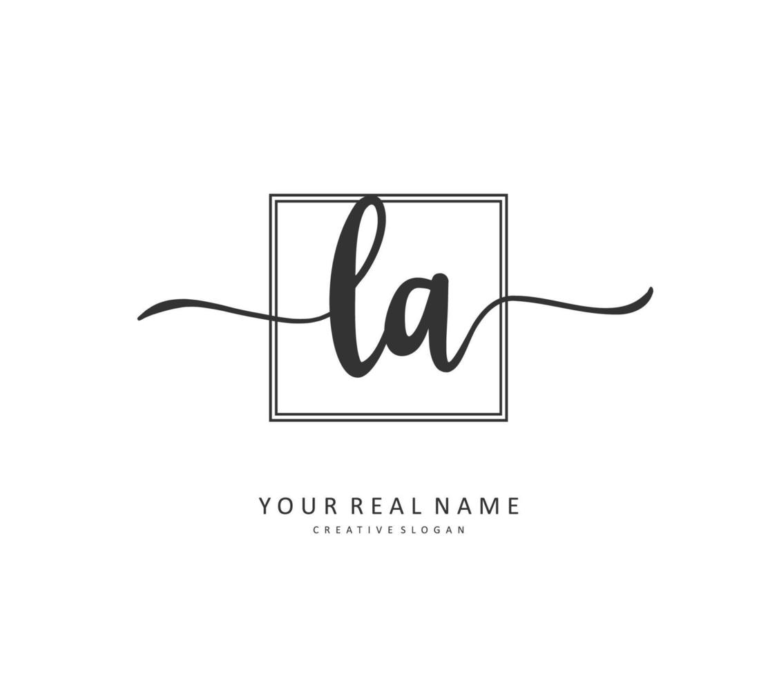 L A LA Initial letter handwriting and  signature logo. A concept handwriting initial logo with template element. vector