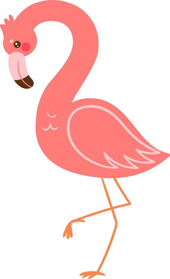 Adorable and Cute Flamingo Flat Vector Illustration