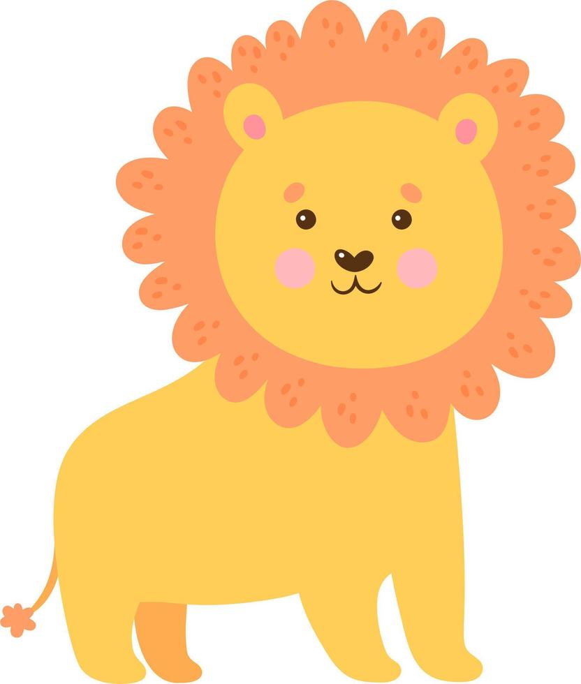 adorable y linda leones plano vector ilustración