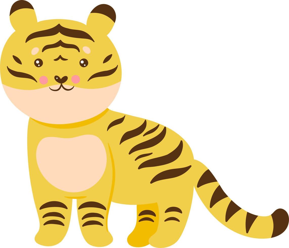 Adorable and Cute Tiger Flat Vector Illustration