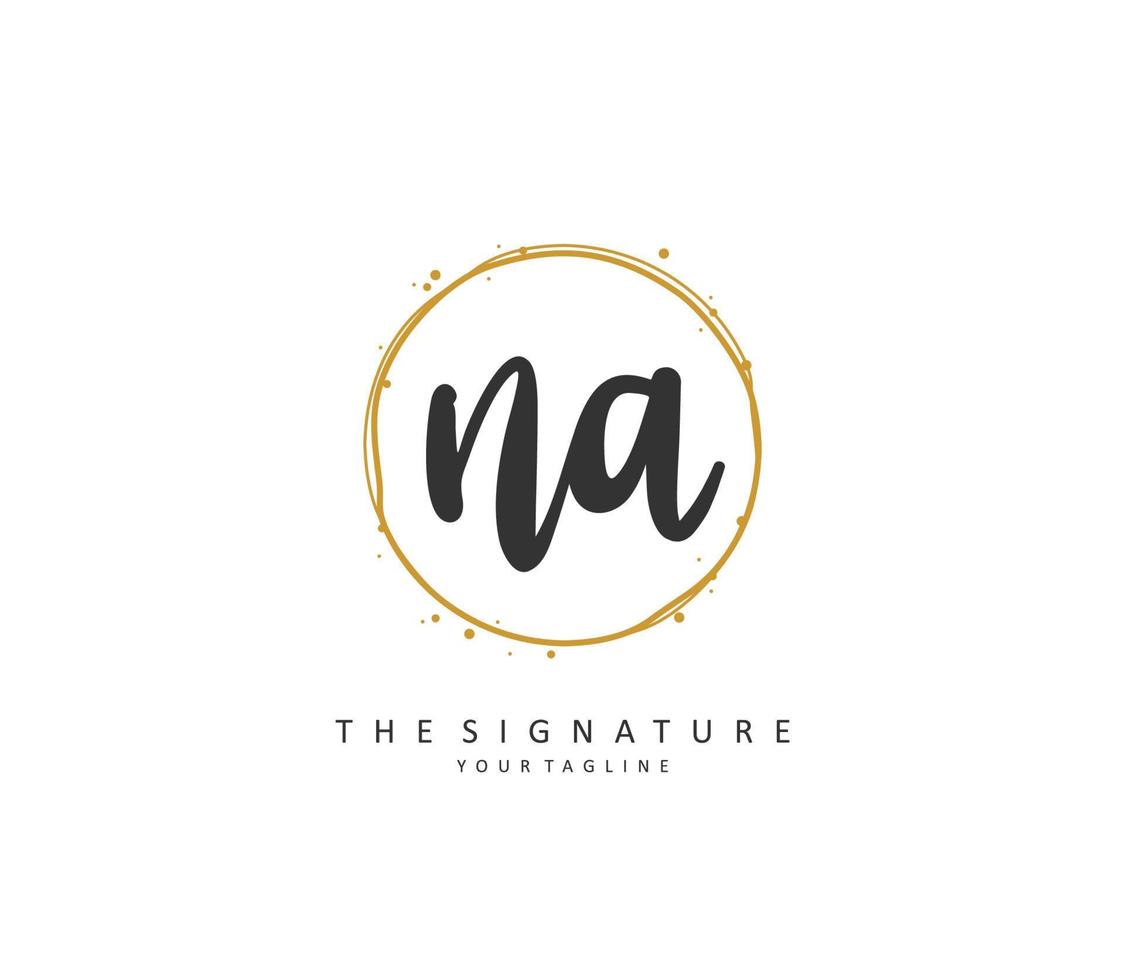 N A NA Initial letter handwriting and  signature logo. A concept handwriting initial logo with template element. vector