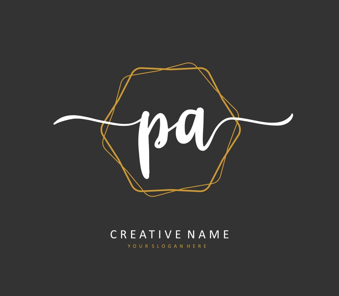 P A PA Initial letter handwriting and  signature logo. A concept handwriting initial logo with template element. vector