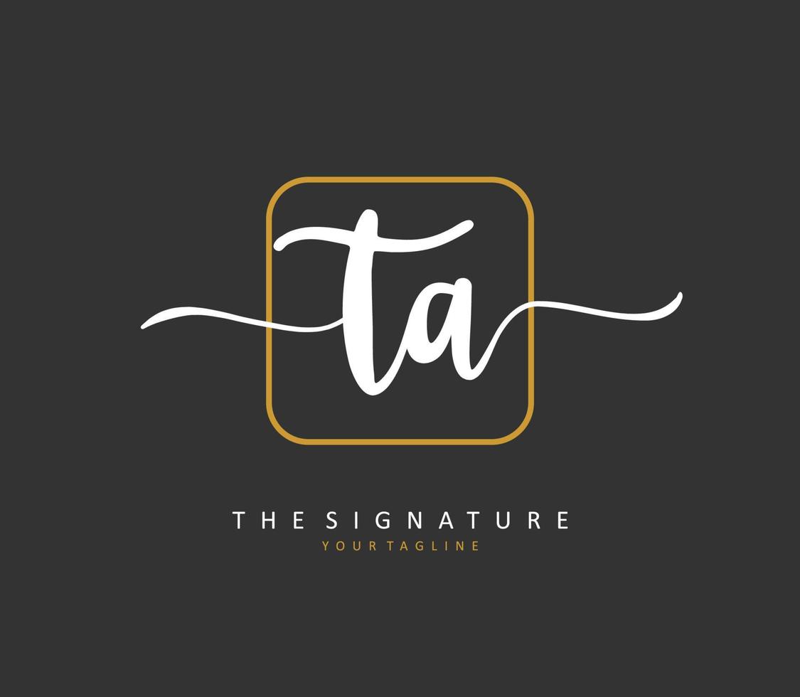 T A TA Initial letter handwriting and  signature logo. A concept handwriting initial logo with template element. vector