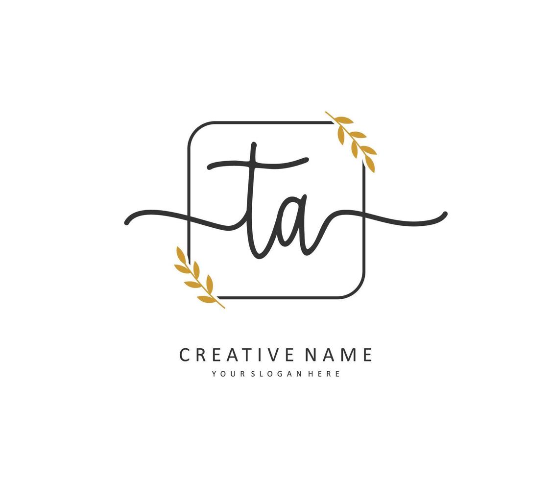 T A TA Initial letter handwriting and  signature logo. A concept handwriting initial logo with template element. vector