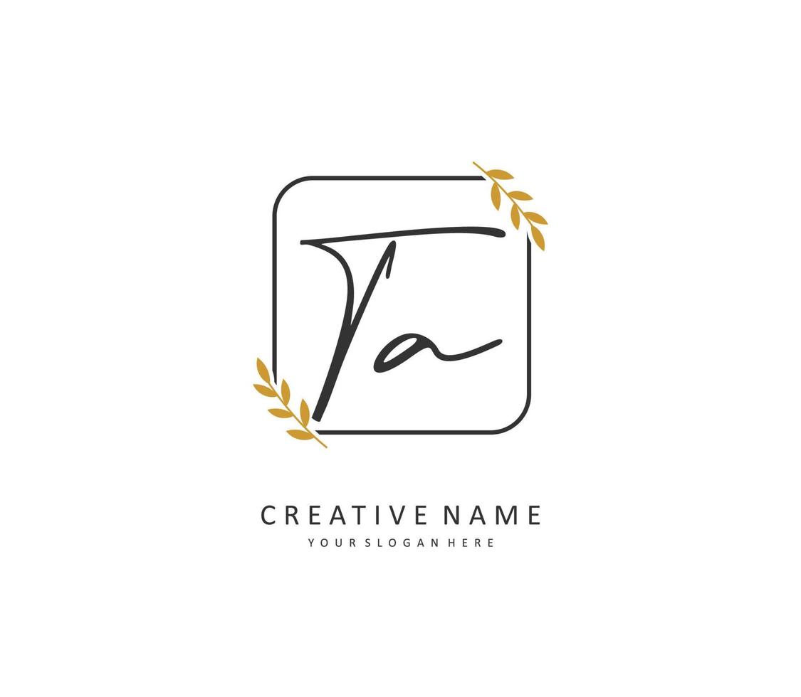 T A TA Initial letter handwriting and  signature logo. A concept handwriting initial logo with template element. vector