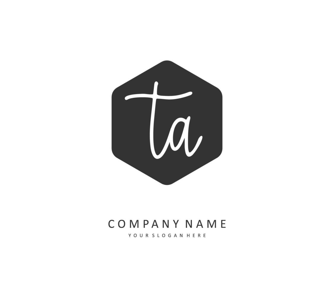 T A TA Initial letter handwriting and  signature logo. A concept handwriting initial logo with template element. vector