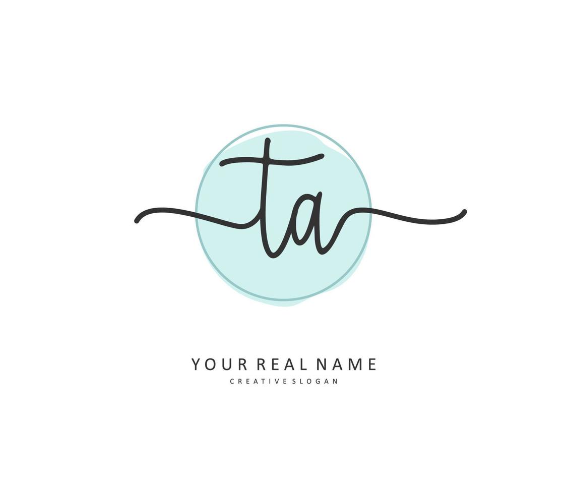 T A TA Initial letter handwriting and  signature logo. A concept handwriting initial logo with template element. vector