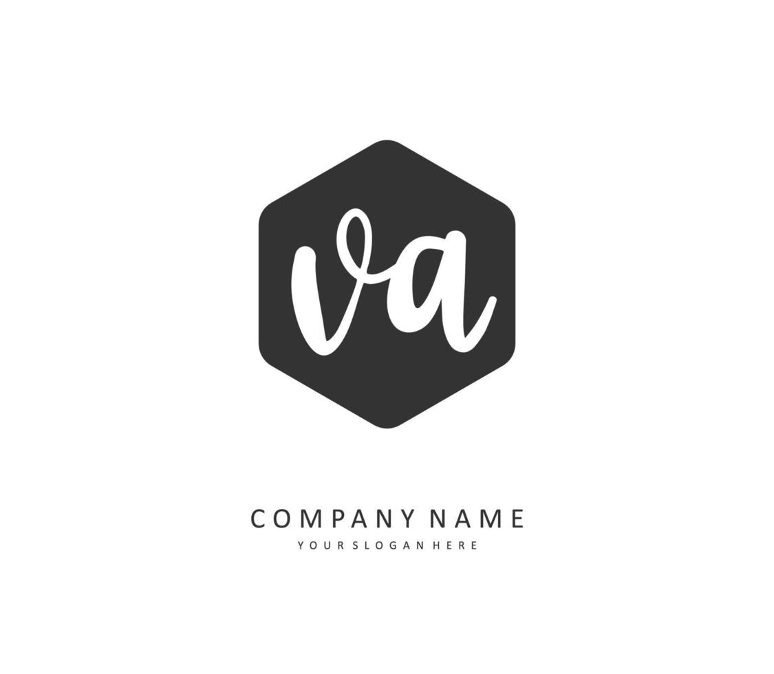 V A VA Initial letter handwriting and  signature logo. A concept handwriting initial logo with template element. vector