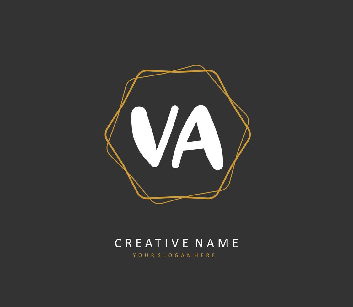 V A VA Initial letter handwriting and  signature logo. A concept handwriting initial logo with template element. vector