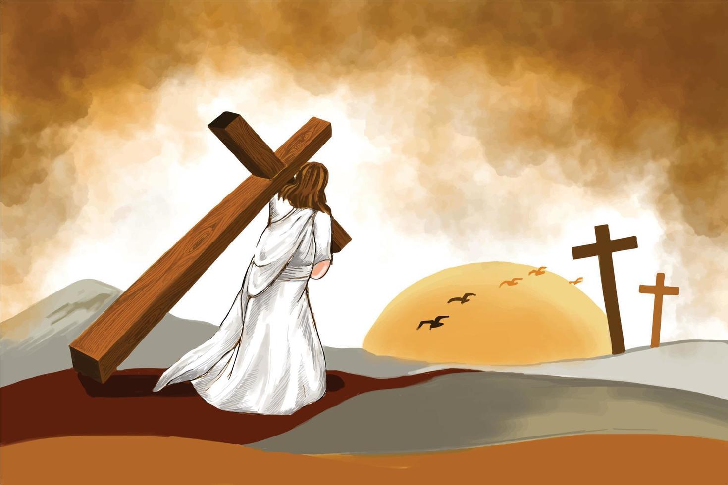 Good friday background concept with jesus cross card background vector