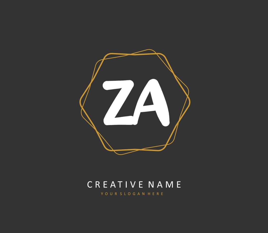 Z A ZA Initial letter handwriting and  signature logo. A concept handwriting initial logo with template element. vector