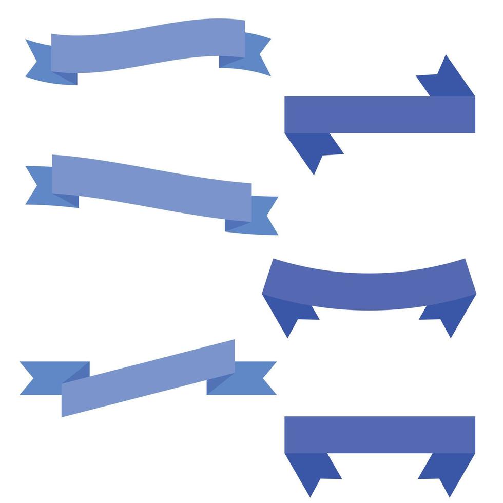 Flat ribbon banner vector Collection. Blue ribbons banners. Set of ribbons. Vector stock illustration.