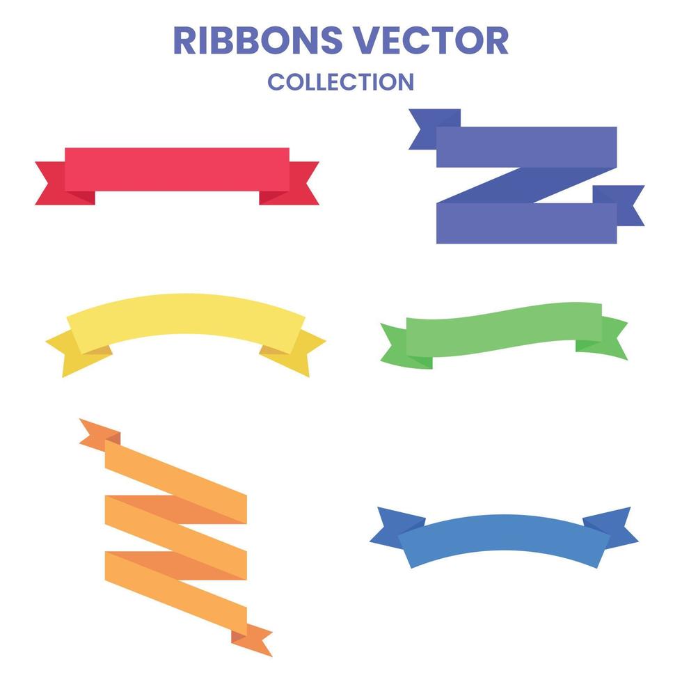 Set of colorful ribbons illustrations. Colorful Vector Ribbon Banners collection. Banner ribbon vector set