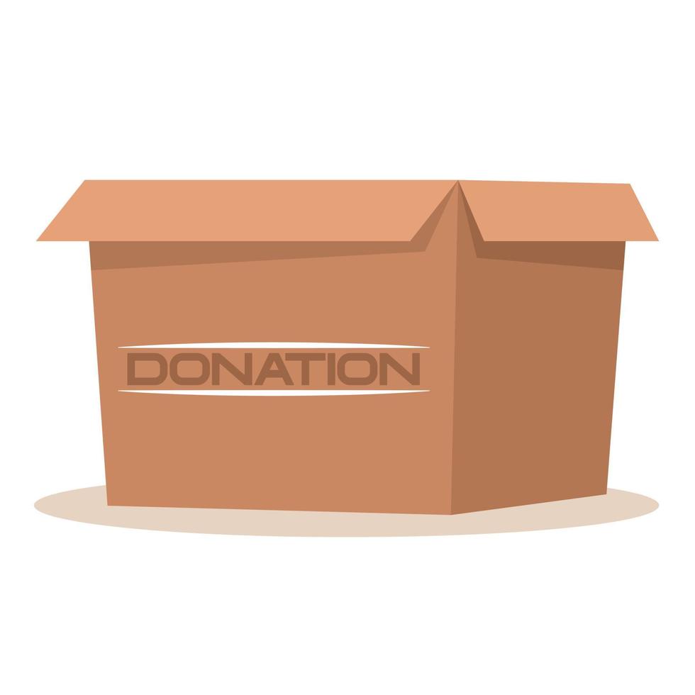 Empty cardbox for charity donations with title donation vector