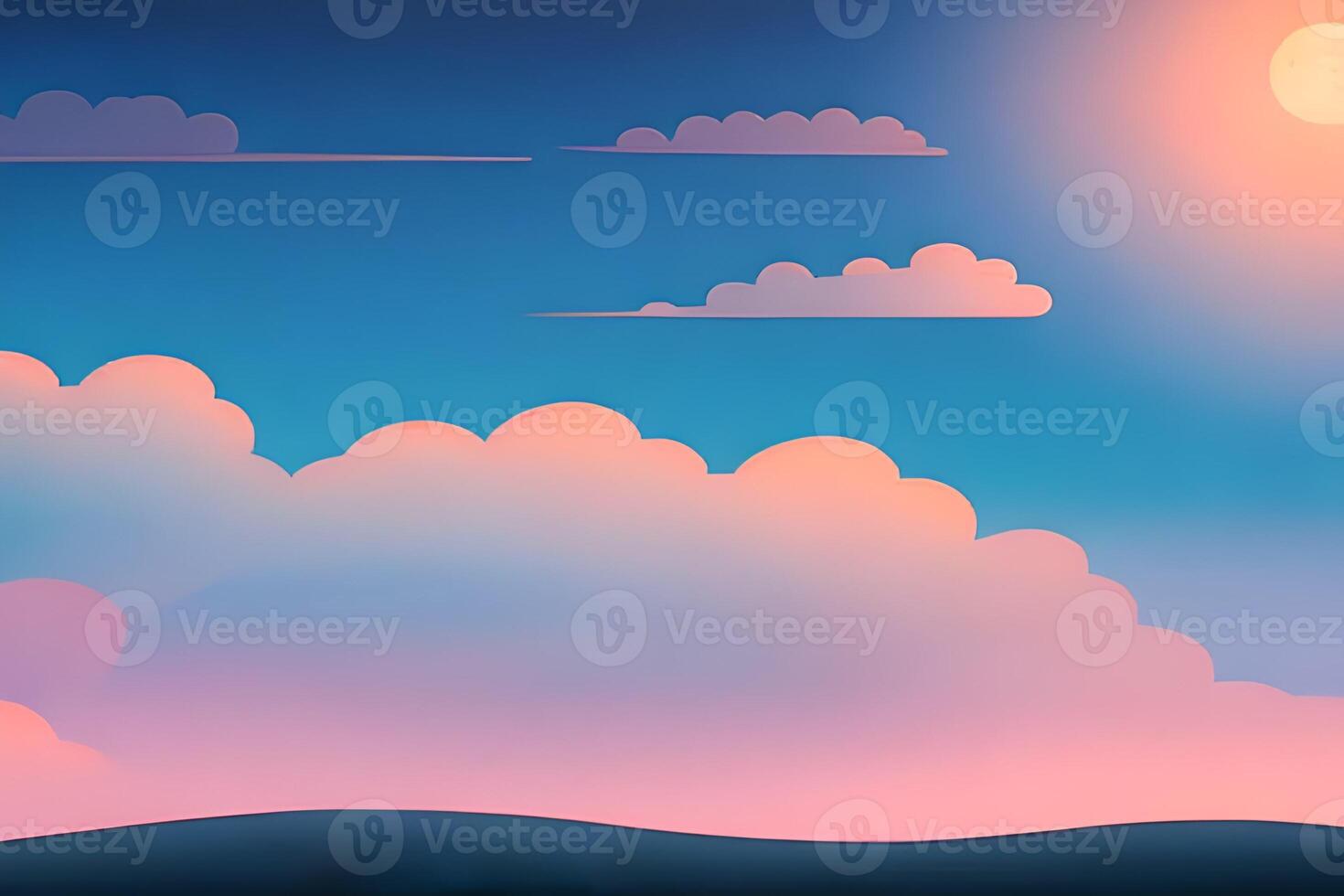 Beautiful colorful sky blue cloud minimalist illustration background and backdrop. Material design element and 3d render. photo