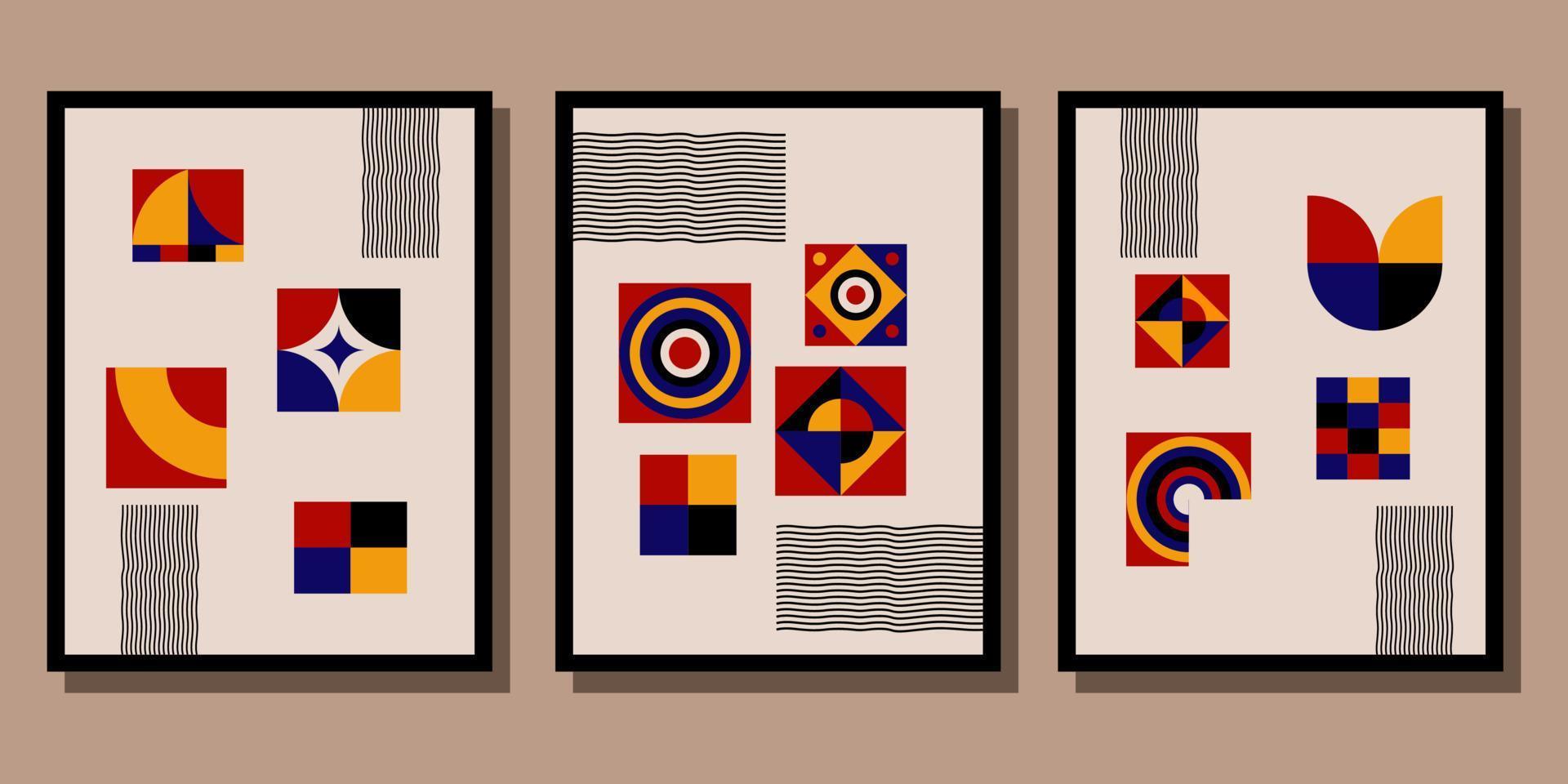 Abstract Bauhaus geometric pattern background vector circle