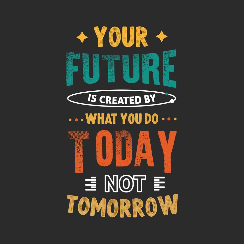 Your future is created what you do today not tomorrow typography design,inspirational motivational trendy minimal creative typography design vector