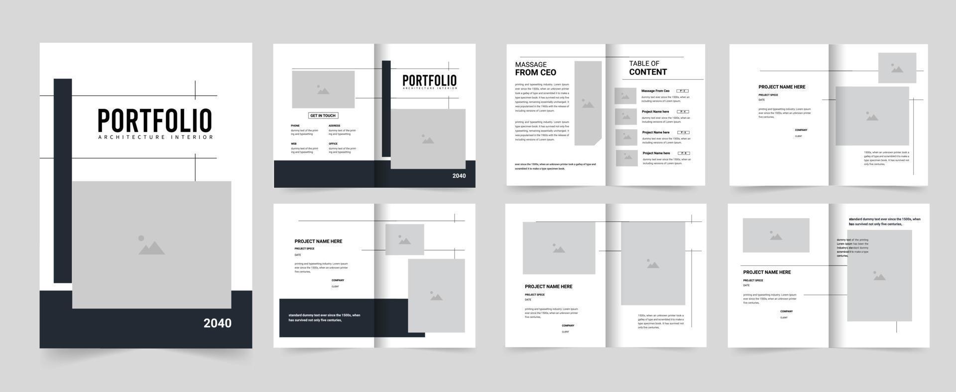 Architecture portfolio or interior portfolio design, portfolio template design vector