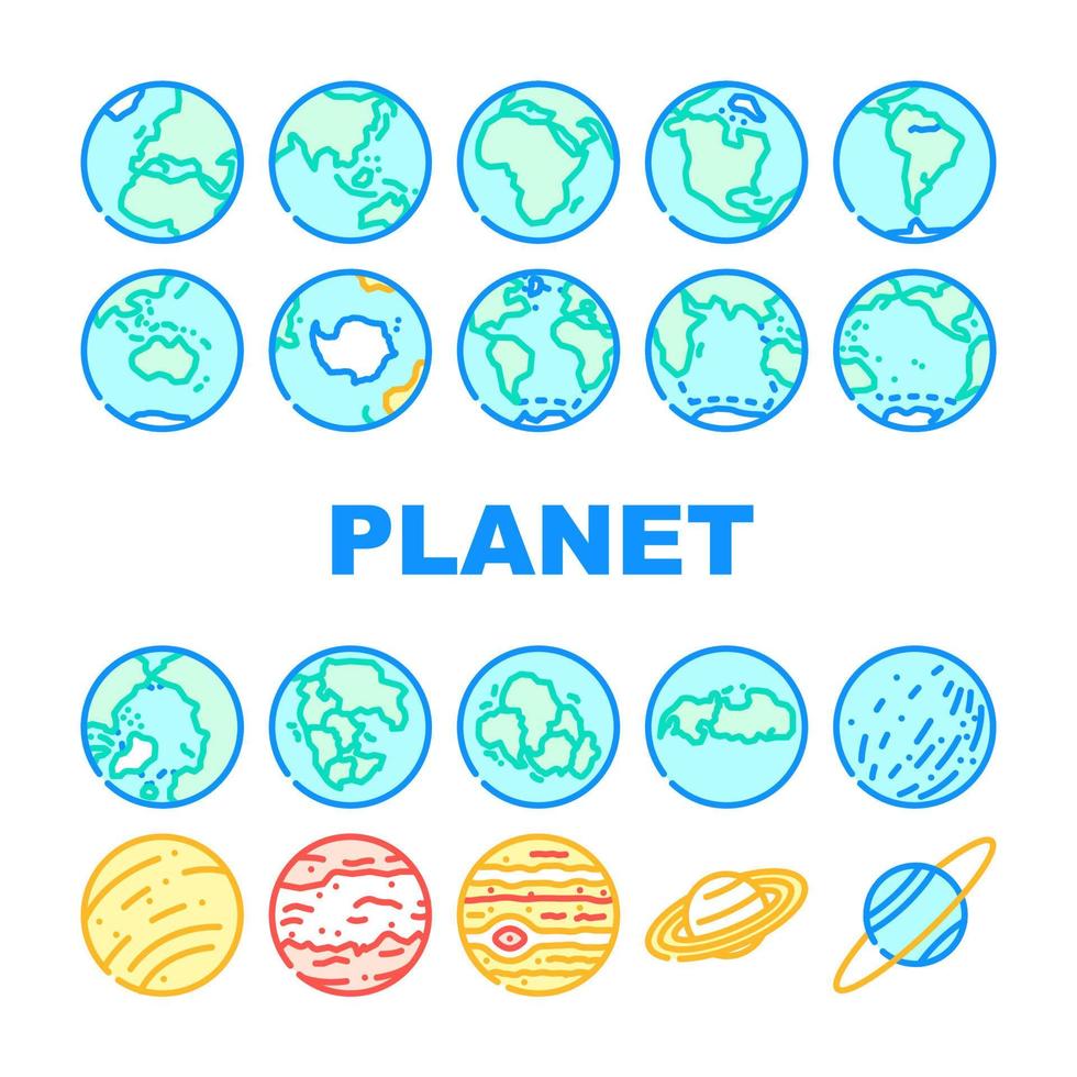 tierra mundo globo planeta íconos conjunto vector