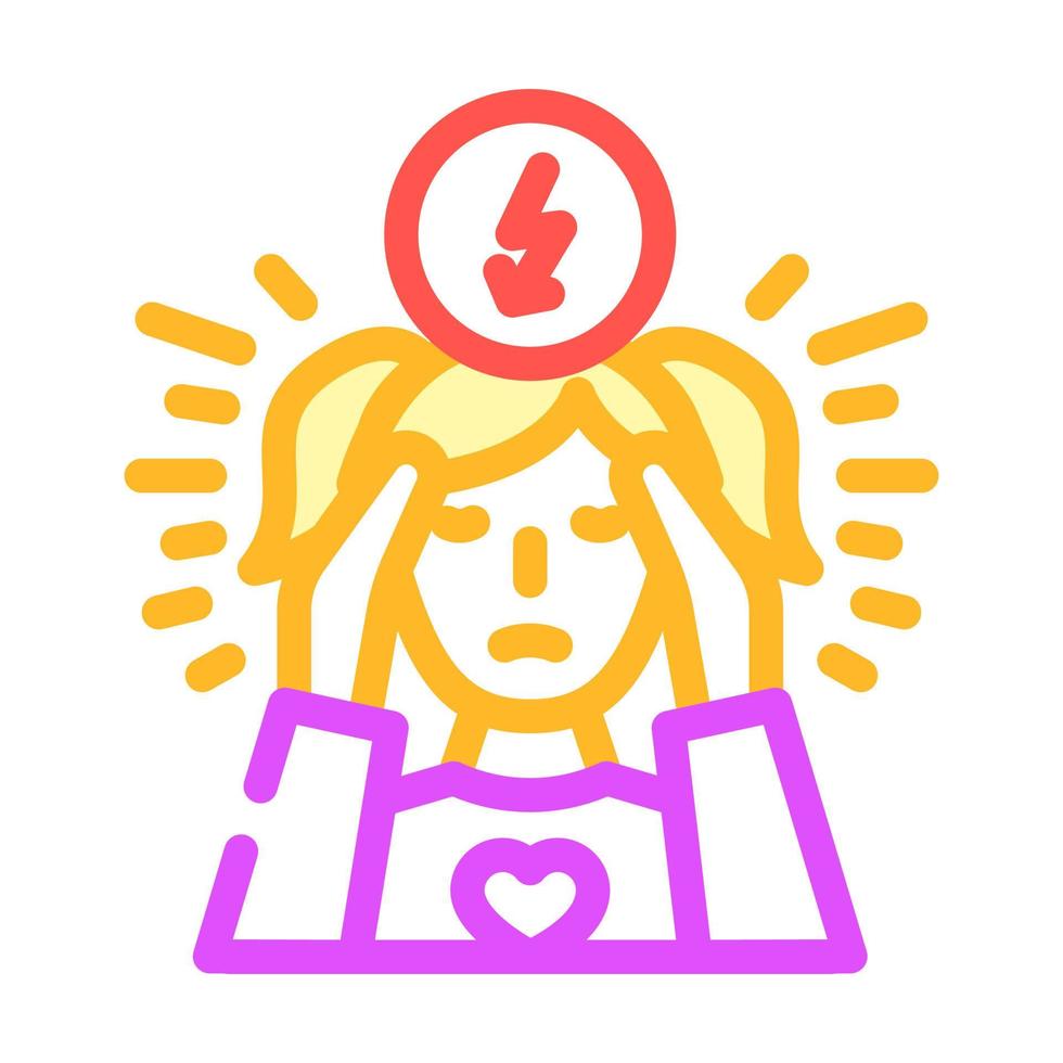 girl kid stress headache color icon vector illustration