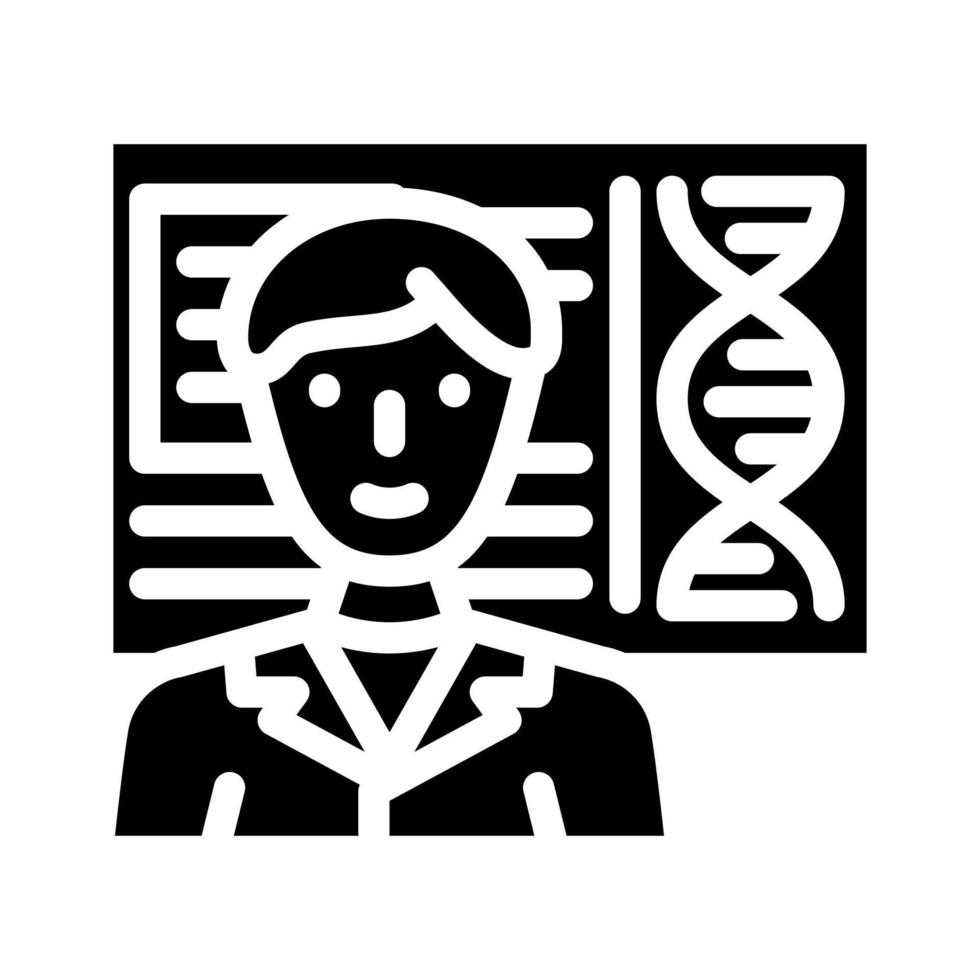 biomédico ingeniero trabajador glifo icono vector ilustración
