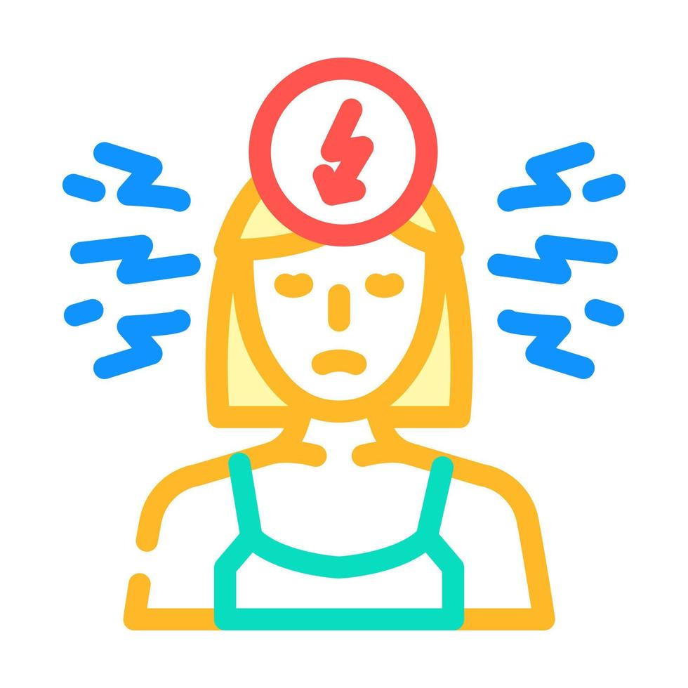 woman stress headache color icon vector illustration